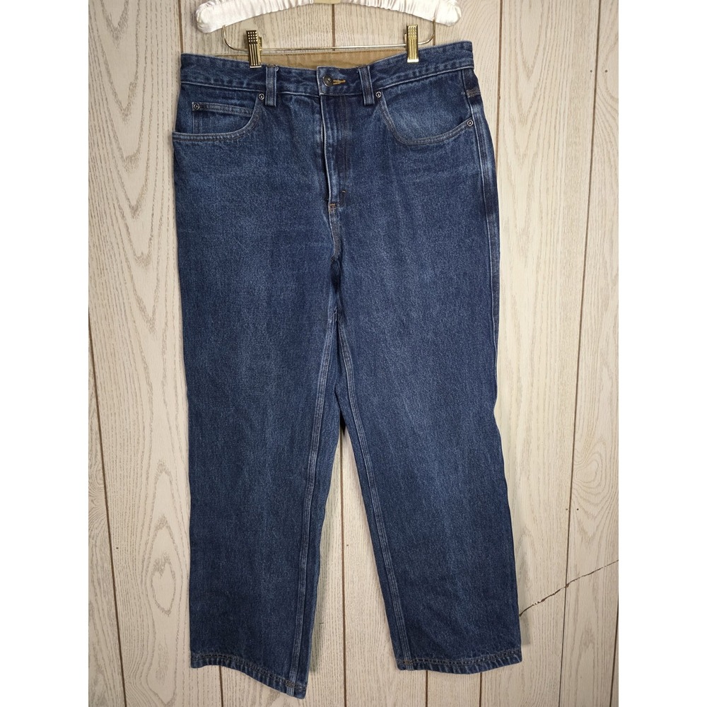 Duluth Trading Mens Ballroom Jeans 34x30 Relaxed Fit Dark Wash Straight Denim